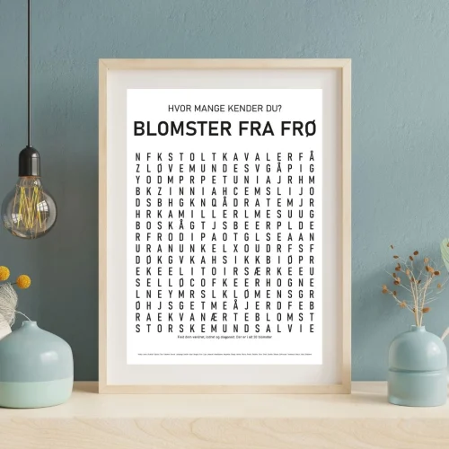 Krydsordsplakat med blomsterfrø
